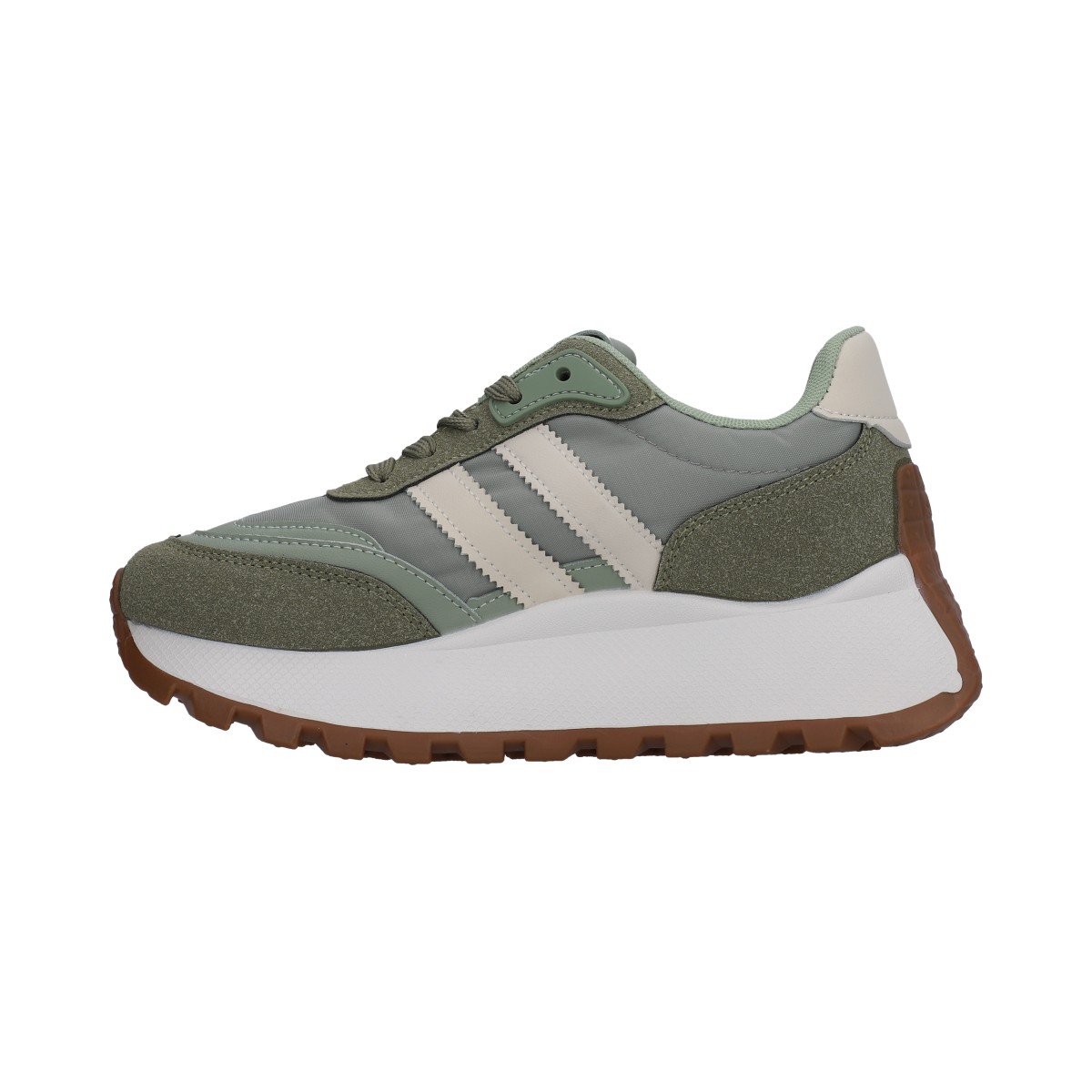 Foto 4 pulgar | Tenis Dama Berlin Casual Verde Y Blanco Suela Deportiva