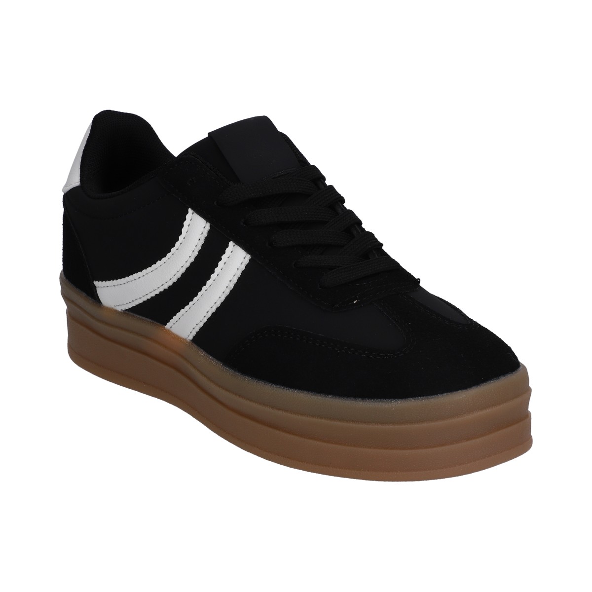 Tenis Berlin Dama Negro Suela Plataforma Ambar