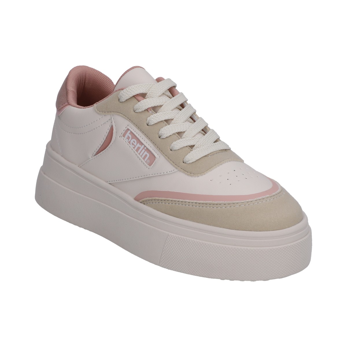 Foto 2 pulgar | Tenis Dama Berlin Blanco Rosa Casuales