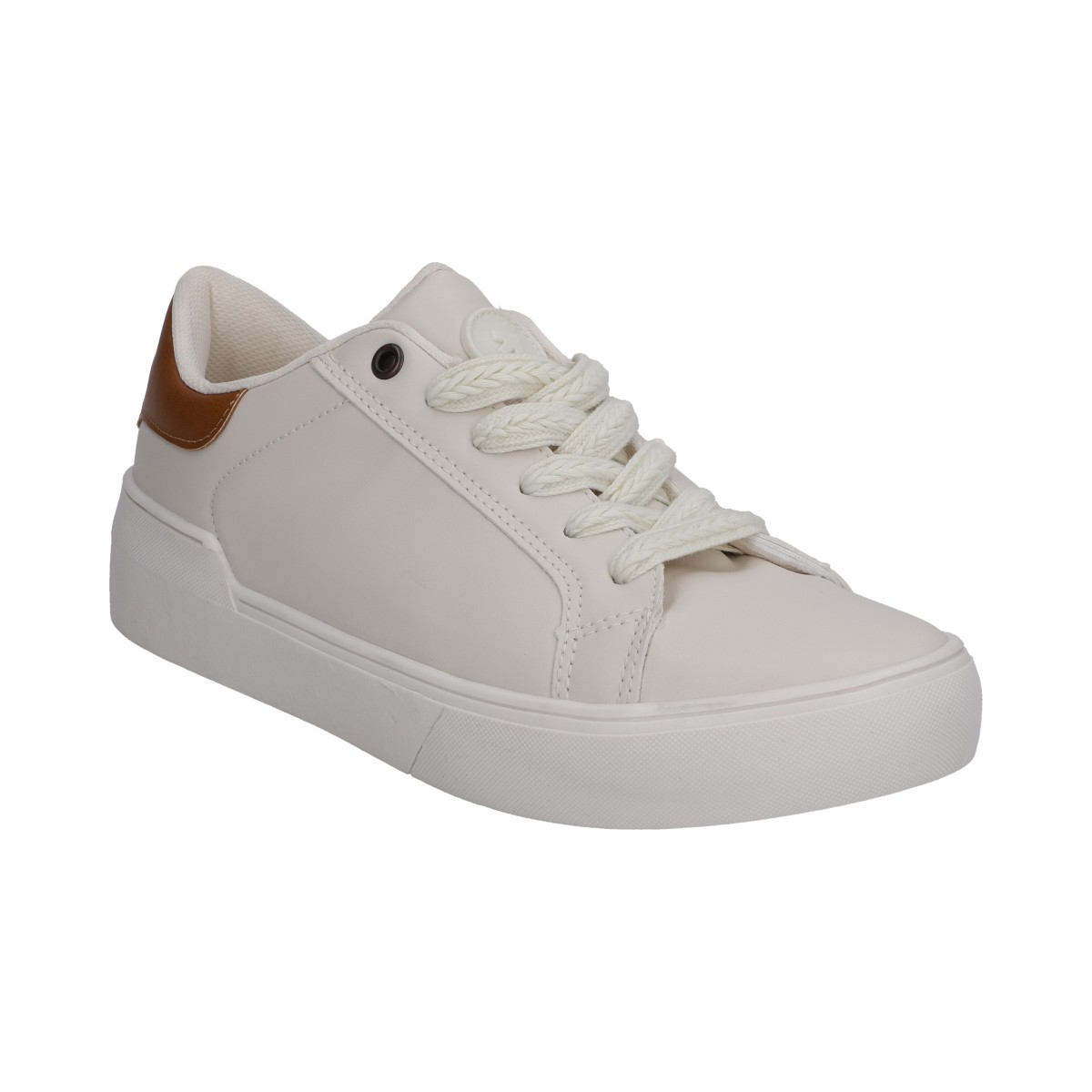 Foto 2 pulgar | Tenis Dama Casual Berlin Beige Suela De Caja Y Agujetas