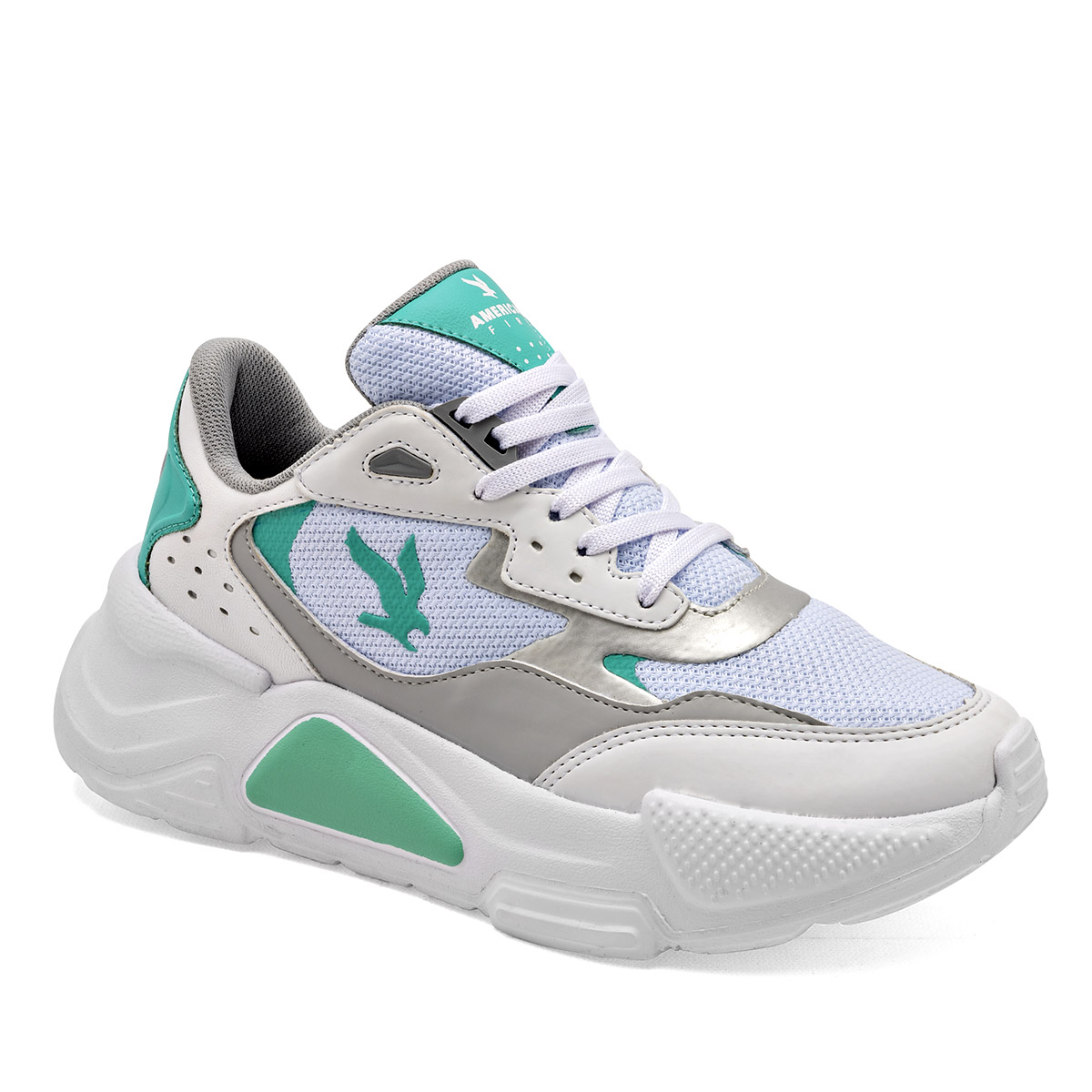 American Fire Tenis Urbano Para Mujer Blanco Plata Verde