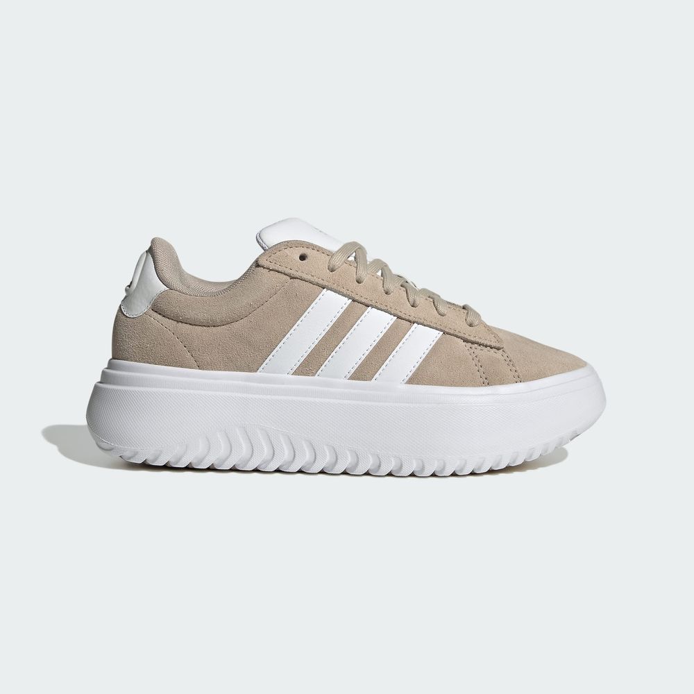 Foto 3 pulgar | Tenis Adidas Grand Court Platforma Adidas Beige Mujer