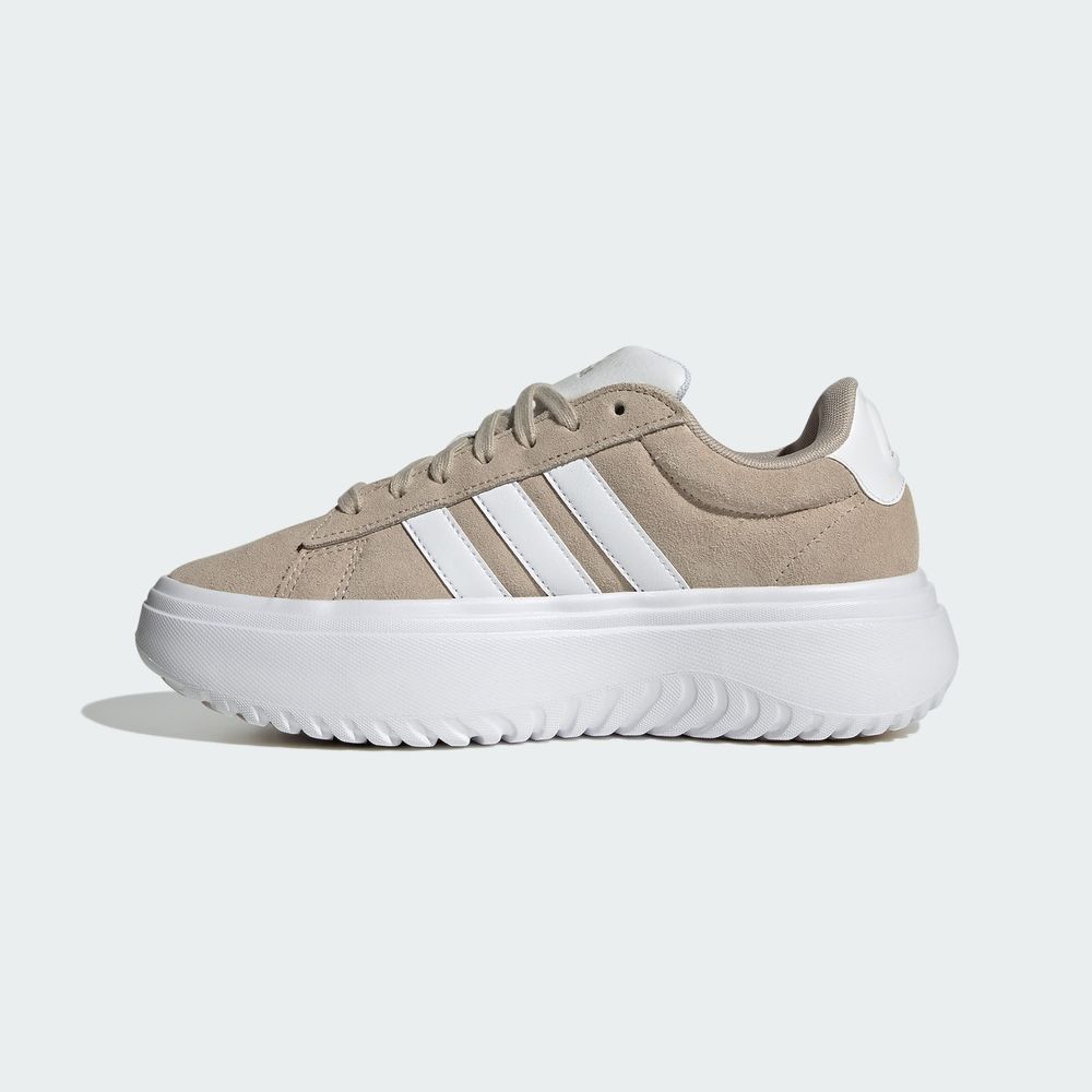 Foto 4 pulgar | Tenis Adidas Grand Court Platforma Adidas Beige Mujer