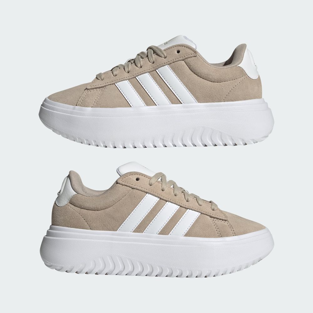 Foto 9 pulgar | Tenis Adidas Grand Court Platforma Adidas Beige Mujer