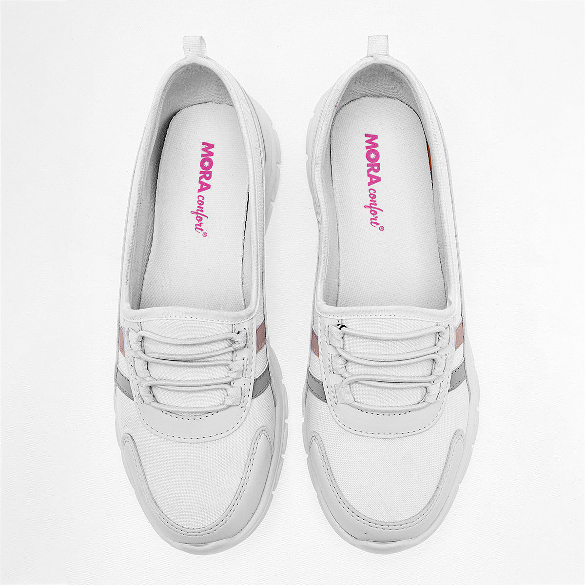 Foto 4 pulgar | Mora Confort Tenis Urbano Para Mujer Blanco Gris Rosa