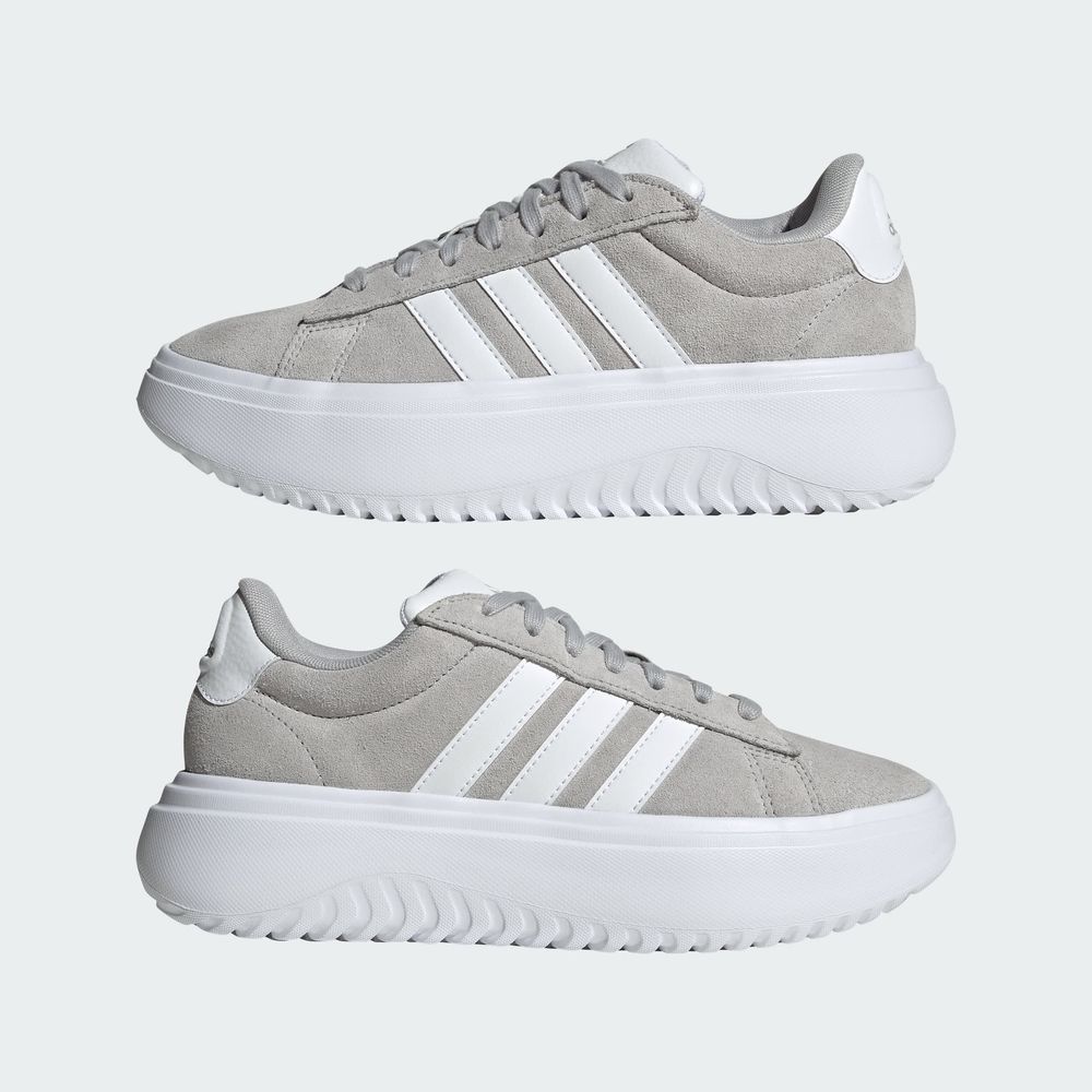Foto 9 pulgar | Tenis Adidas Grand Court Platforma Adidas Gris Mujer