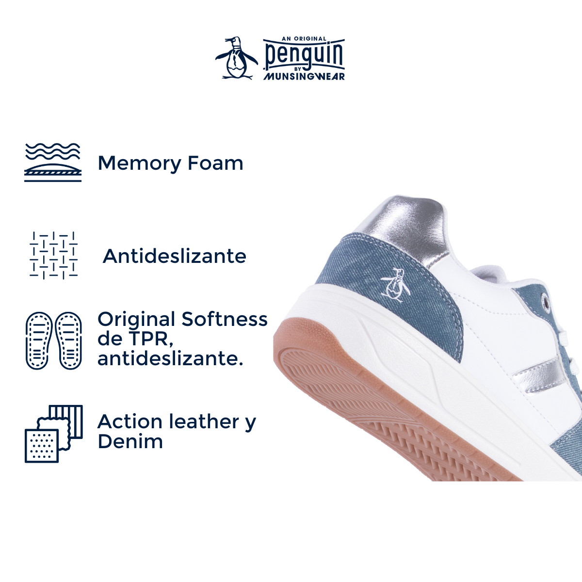 Foto 5 pulgar | Tenis Original Penguin Style Elsie Azul Demin