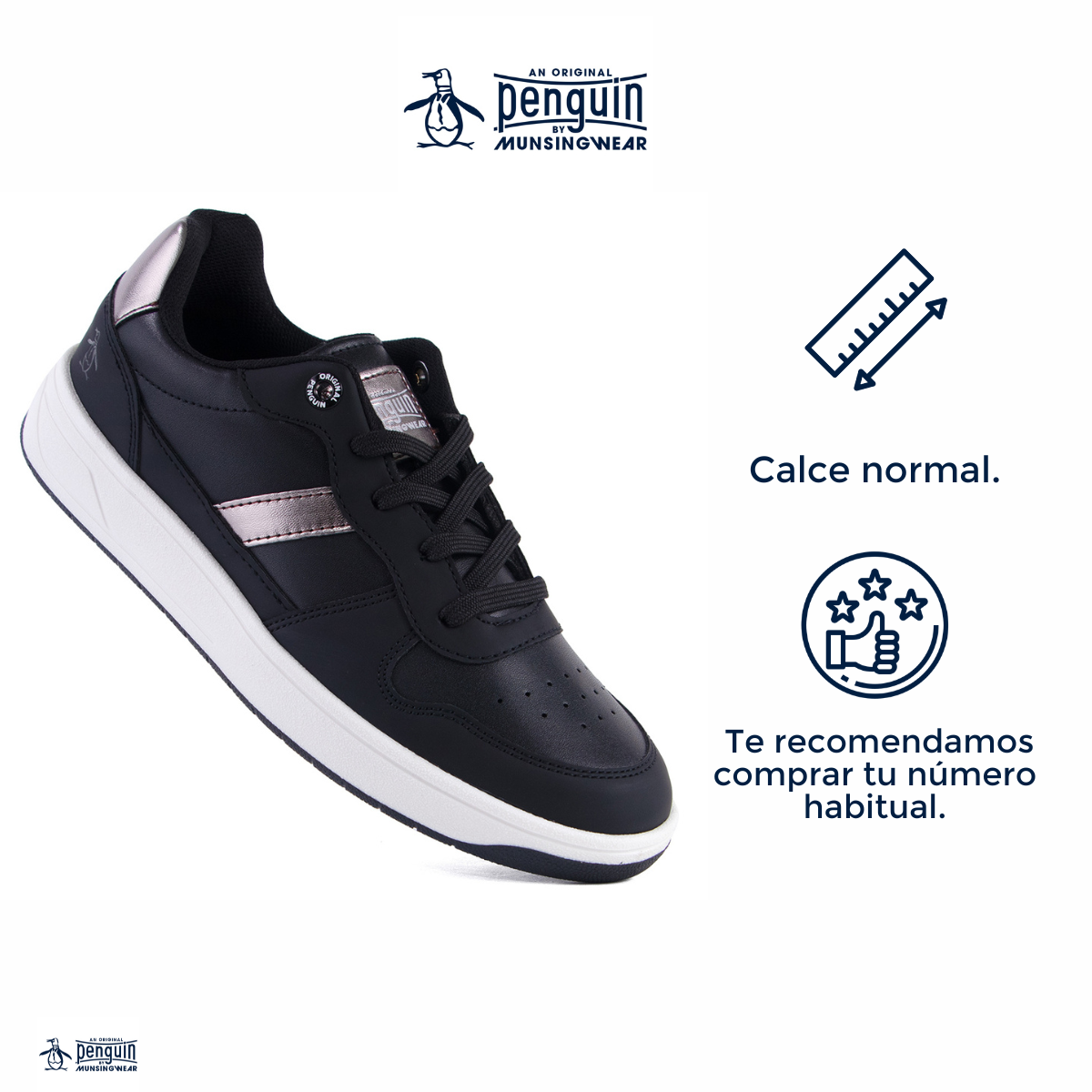 Foto 4 pulgar | Tenis Original Penguin Style Elsie Negro