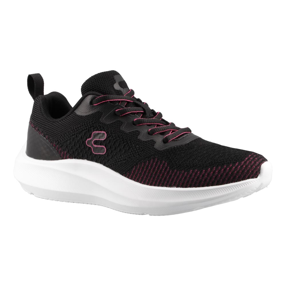 Foto 2 pulgar | Tenis Dama Deportivos Charly 43023 Negro/fiusha Comodos Casuales Talla 22 A 27 E