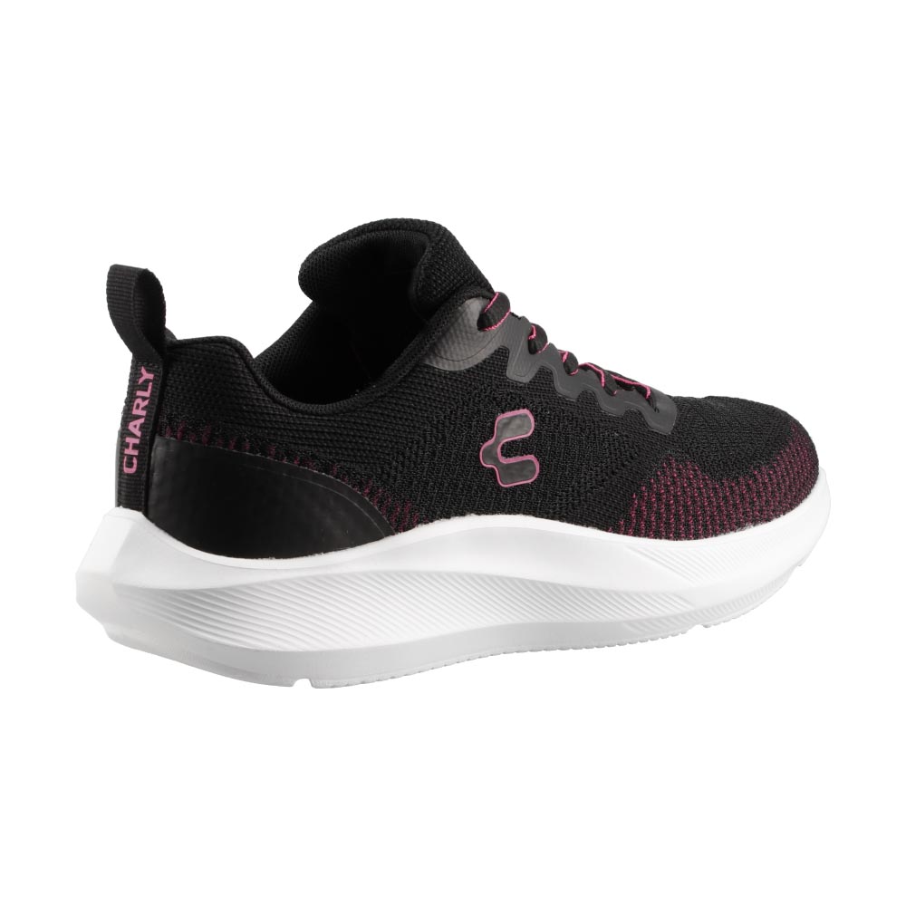 Foto 4 pulgar | Tenis Dama Deportivos Charly 43023 Negro/fiusha Comodos Casuales Talla 22 A 27 E