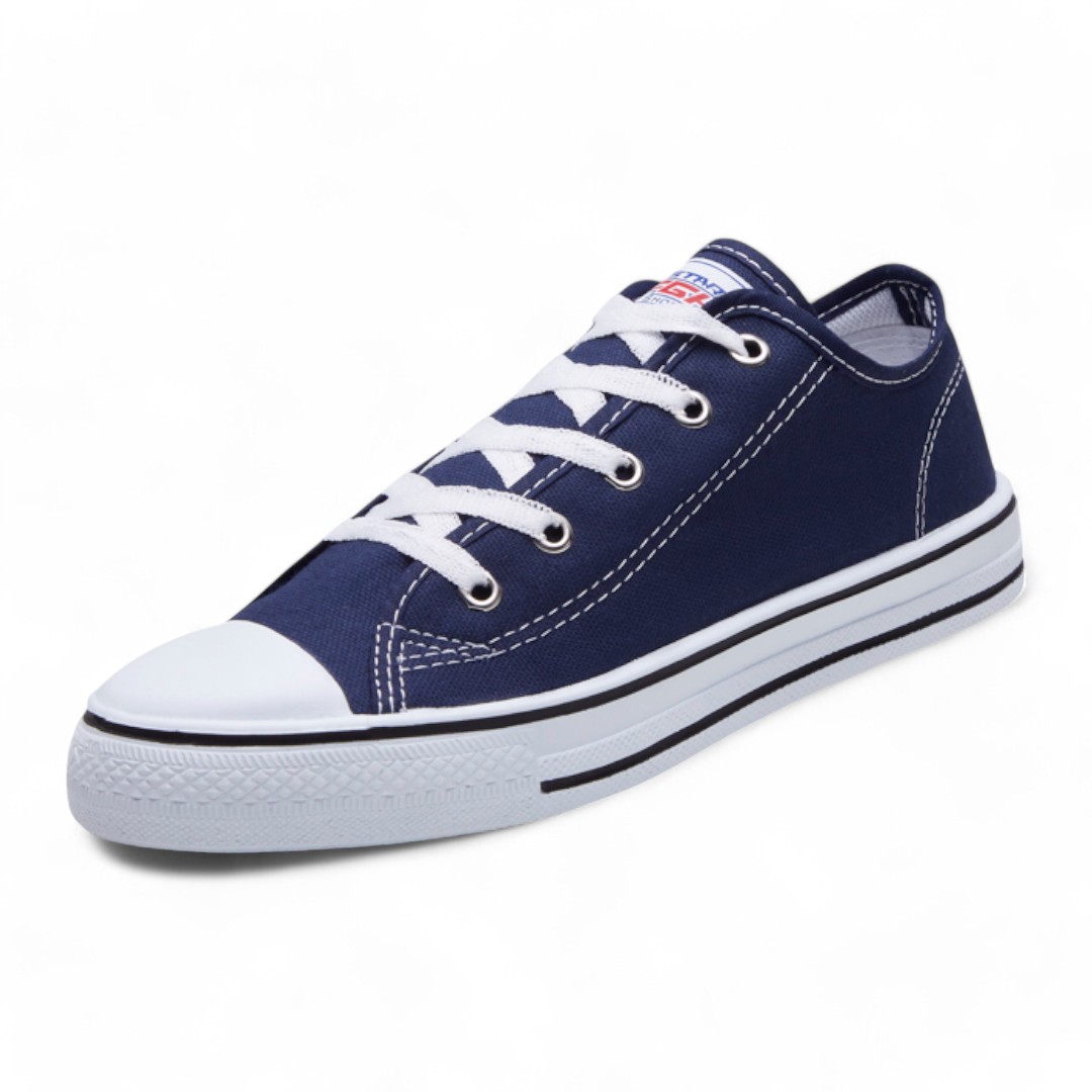 Tenis Calzado Watanabe Azul Plano Con Costuras