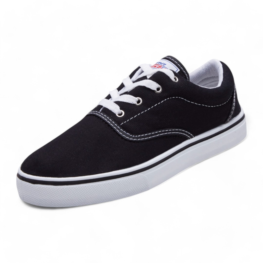 Tenis Calzado Watanabe Negro Tela Costuras