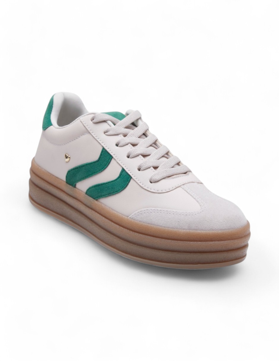 Foto 2 pulgar | Tenis Calzado Watanabe Color Multicolor Blanco Con Verde