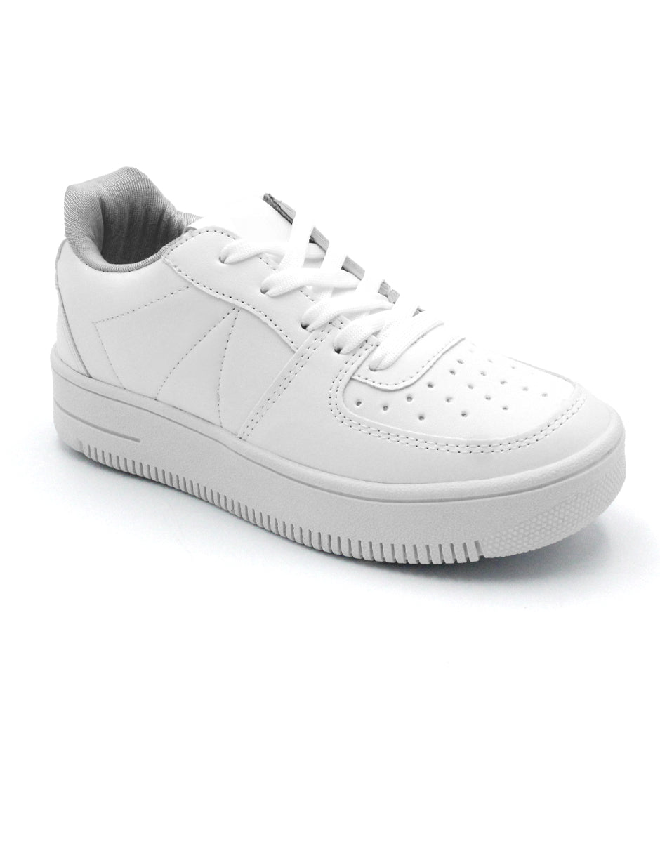 Foto 2 pulgar | Tenis Con Cordones Exterior Piel Vegana Color Blanco Para Mujer De Rbcollection