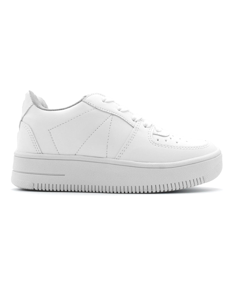 Foto 3 pulgar | Tenis Con Cordones Exterior Piel Vegana Color Blanco Para Mujer De Rbcollection