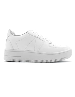 Foto 2 | Tenis Con Cordones Exterior Piel Vegana Color Blanco Para Mujer De Rbcollection