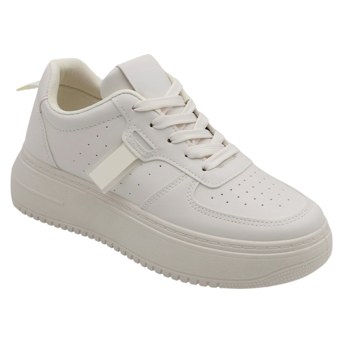 Foto 2 pulgar | Tenis Con Cordones Exterior Piel Vegana Color Beige  Para Mujer De Rbcollection