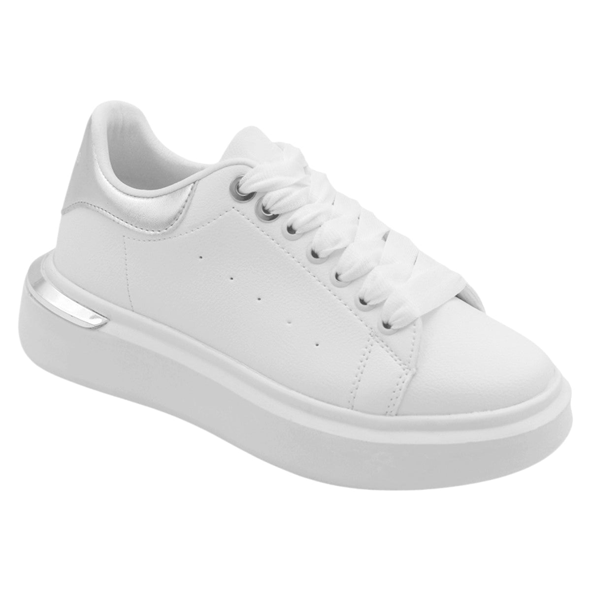 Foto 2 pulgar | Tenis Con Cordones Exterior Piel Vegana Color Blanco Para Mujer De Rbcollection