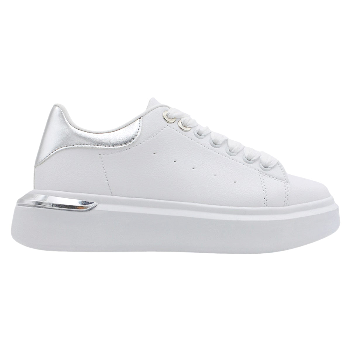 Foto 2 | Tenis Con Cordones Exterior Piel Vegana Color Blanco Para Mujer De Rbcollection