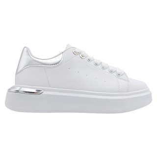 Foto 2 | Tenis Con Cordones Exterior Piel Vegana Color Blanco Para Mujer De Rbcollection