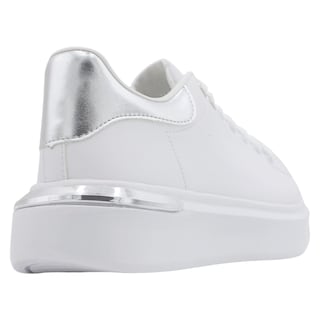 Foto 3 | Tenis Con Cordones Exterior Piel Vegana Color Blanco Para Mujer De Rbcollection