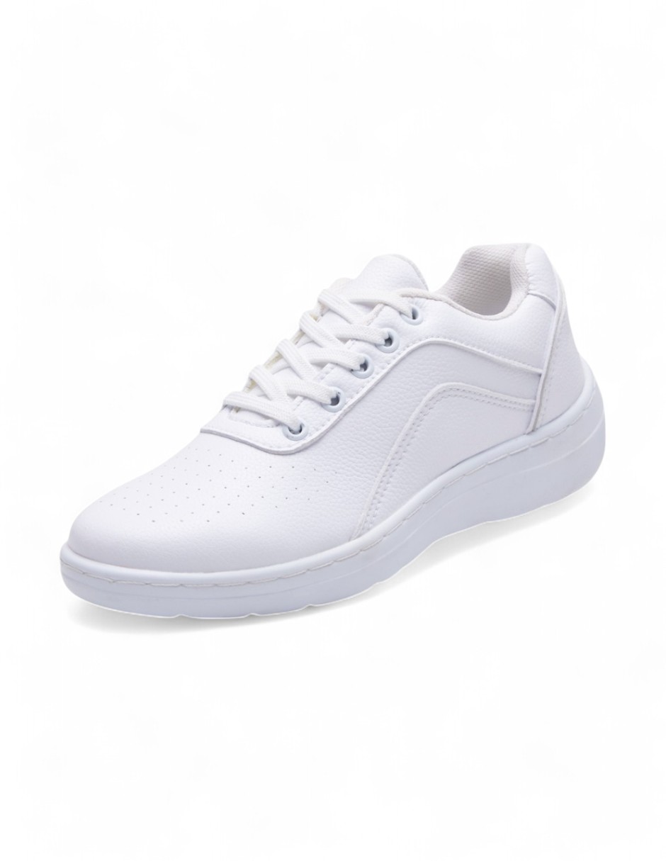 Foto 2 pulgar | Tenis Calzado Watanabe Color Blanco Tipo Piel Agujetas