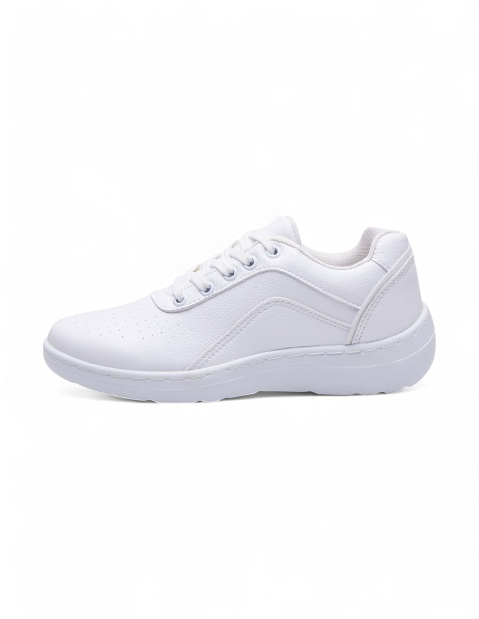 Foto 2 | Tenis Calzado Watanabe Color Blanco Tipo Piel Agujetas