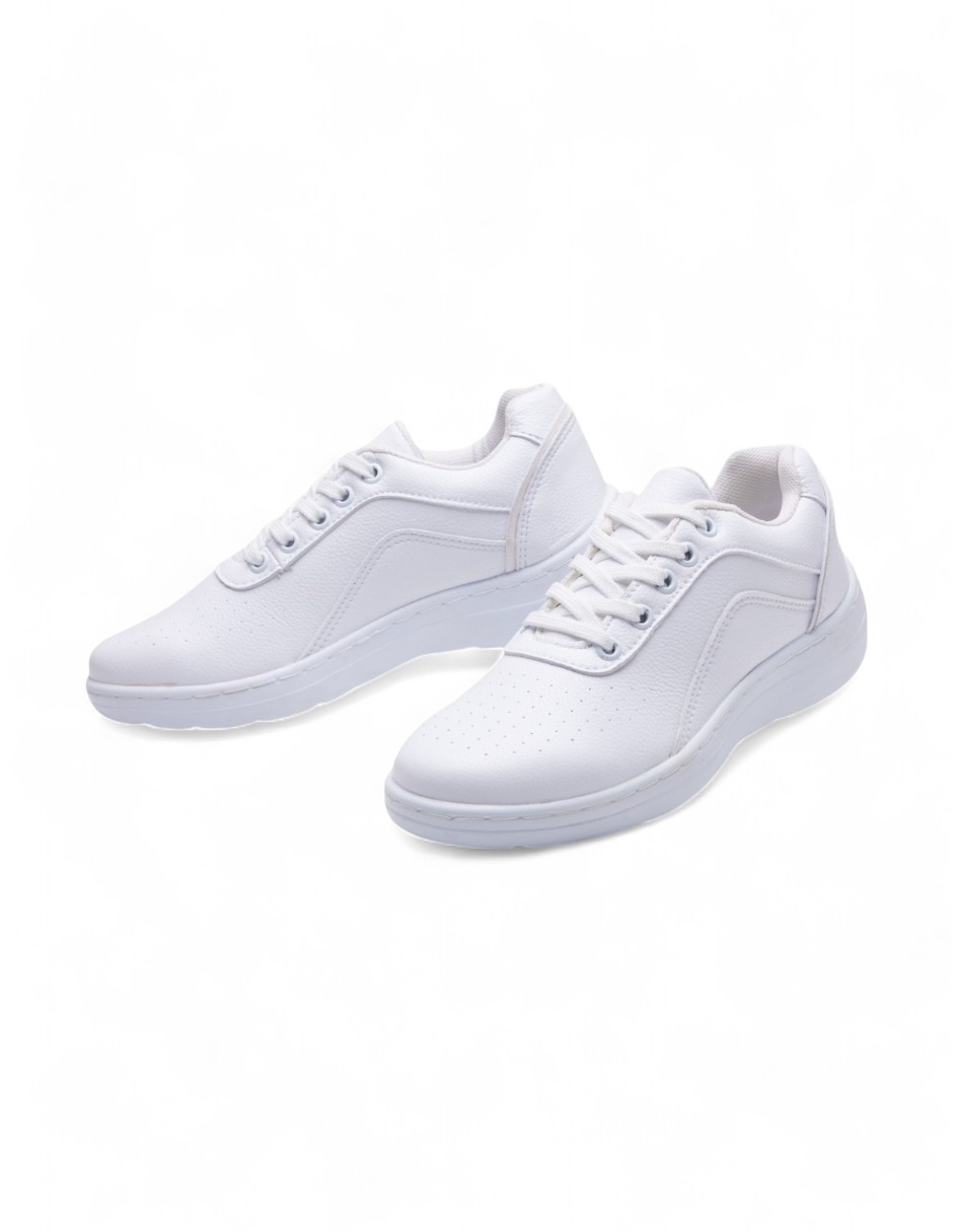 Foto 4 pulgar | Tenis Calzado Watanabe Color Blanco Tipo Piel Agujetas