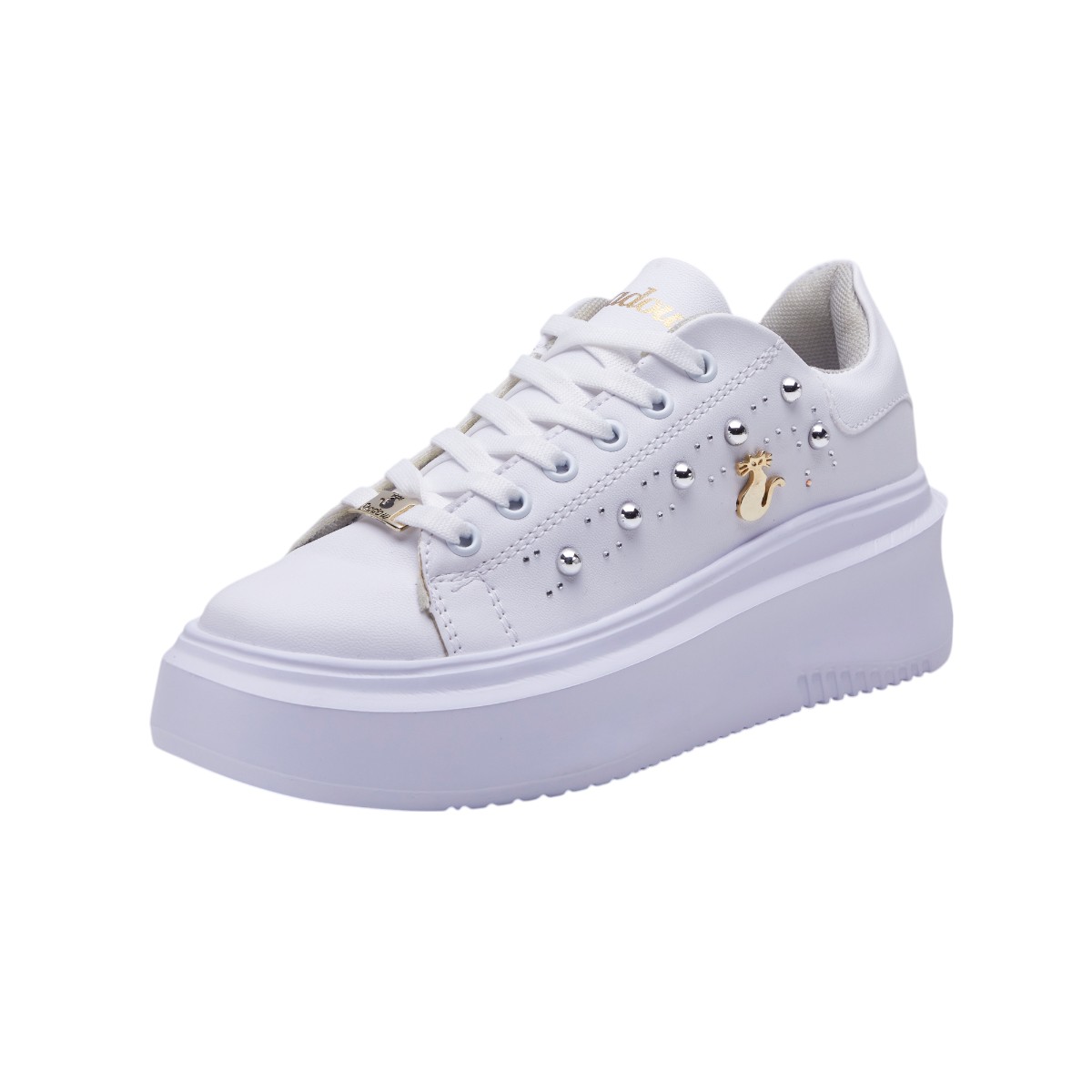 Foto 1 | Tenis Calzado Watanabe Color Blanco Estoperoles Metálicos