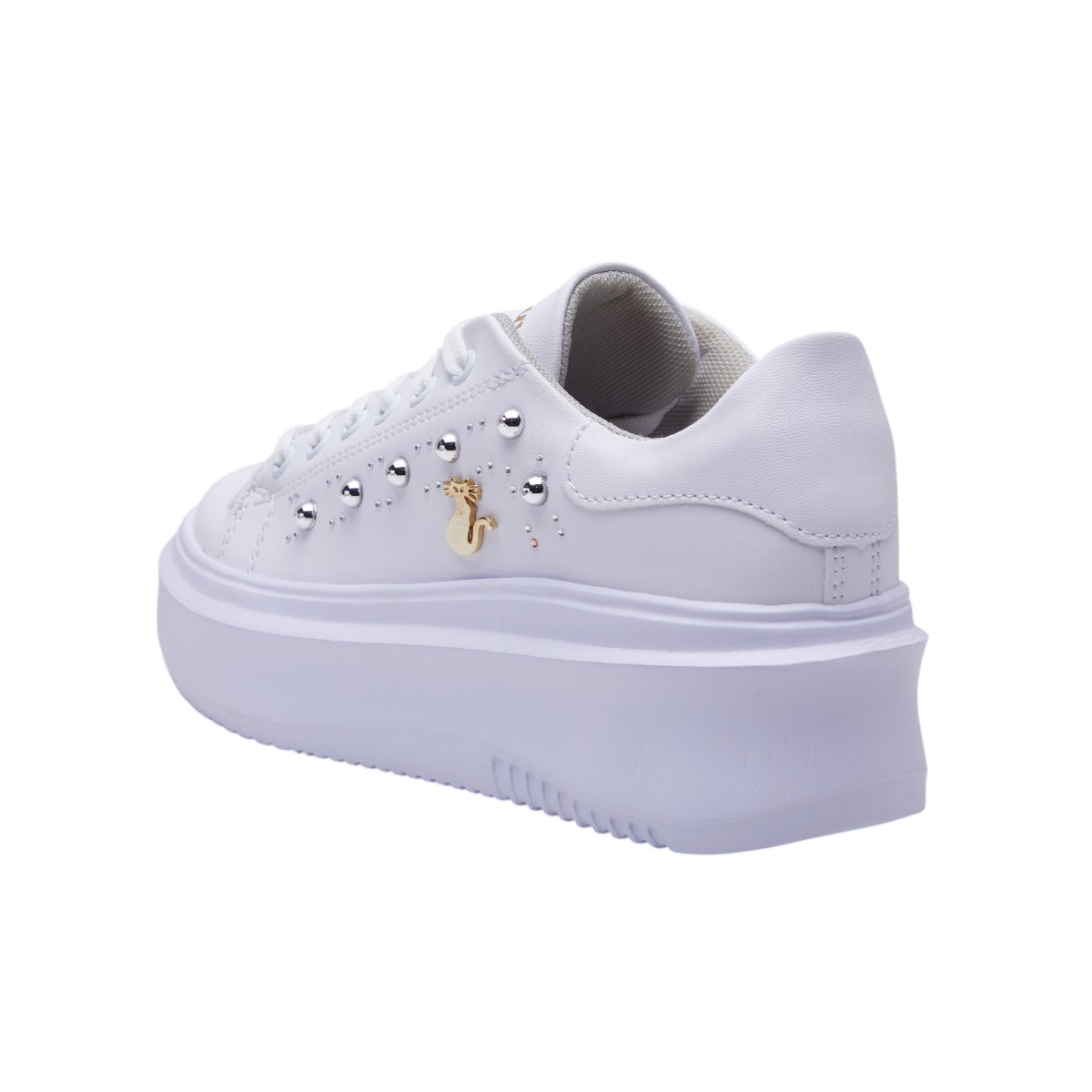 Foto 4 pulgar | Tenis Calzado Watanabe Color Blanco Estoperoles Metálicos