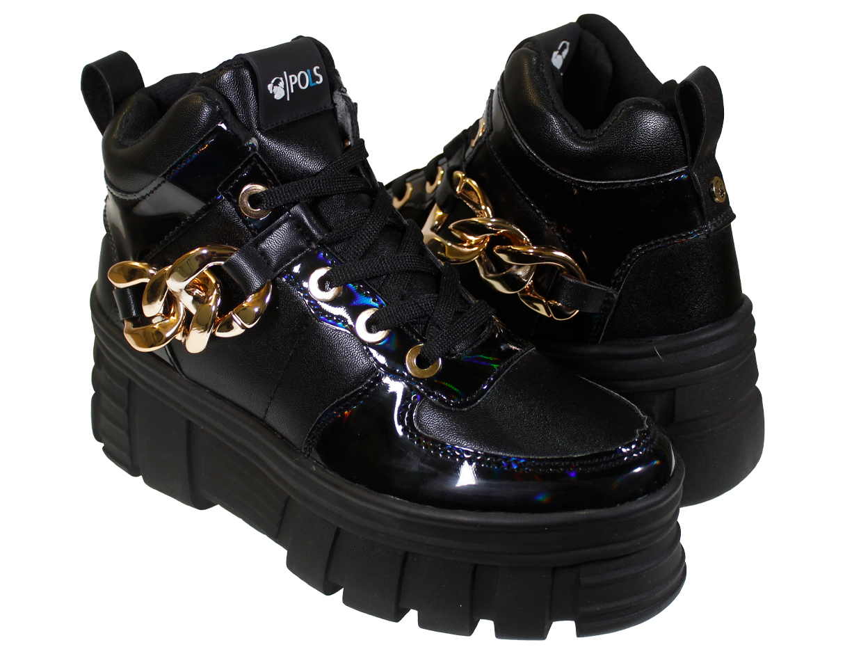 Tenis Pols Con Plataforma Pol-1225 Negro