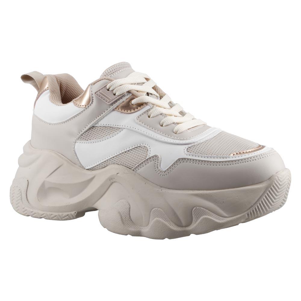 Foto 3 pulgar | Tenis Mujer Ovx Altos Comodos Moda Beige