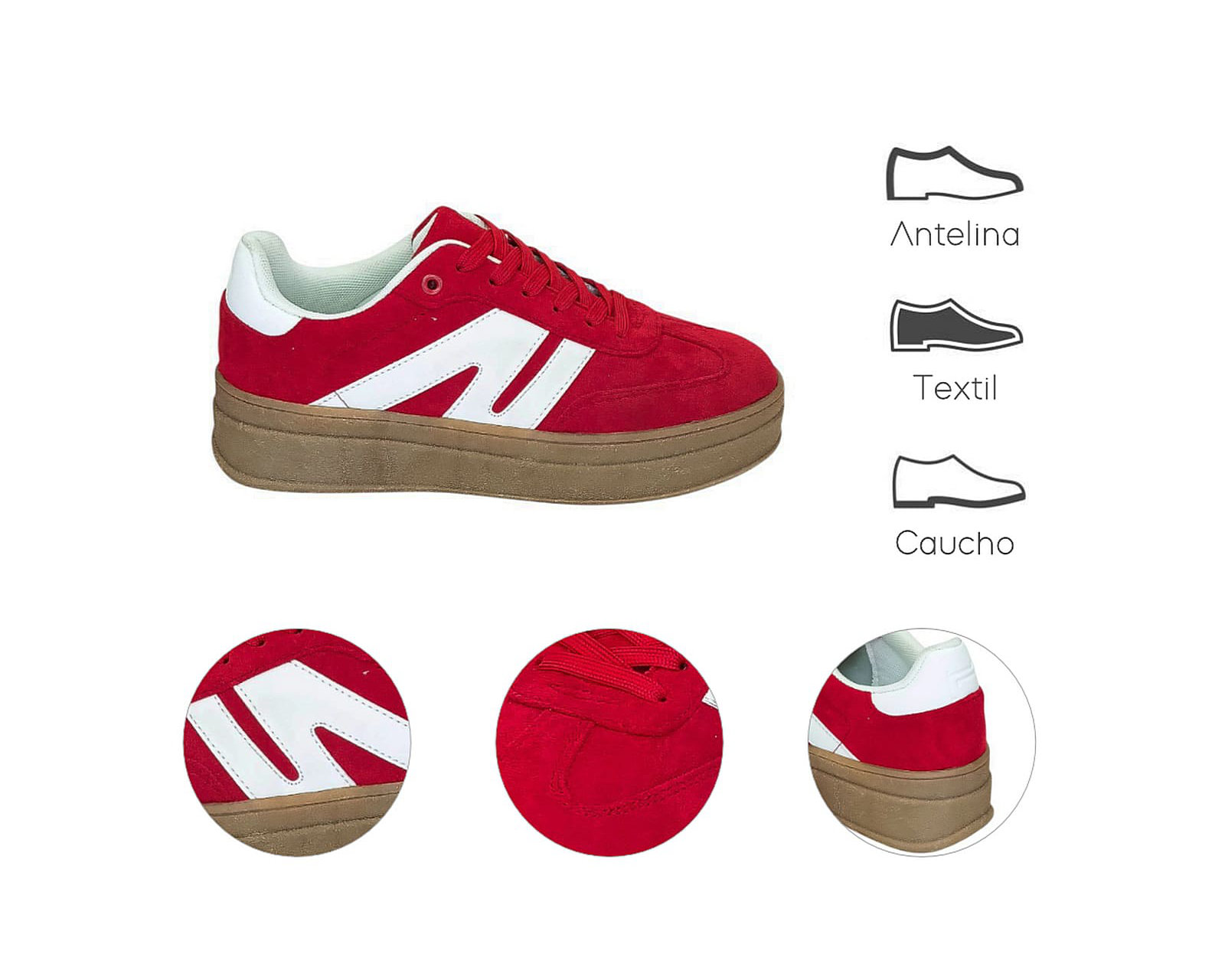 Foto 8 pulgar | Tenis Para Mujer Lob Footwear Pu Suede Rojo 57005007