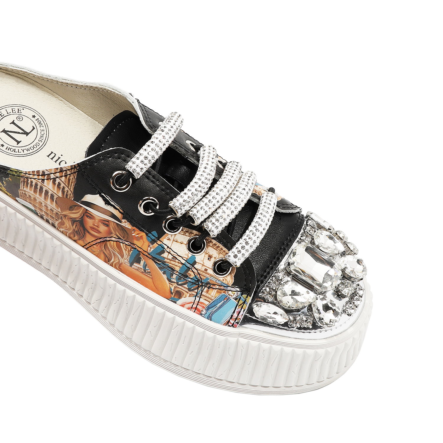 Foto 1 | Tenis Nicole Lee Slip-On con Plataforma y Pedrería