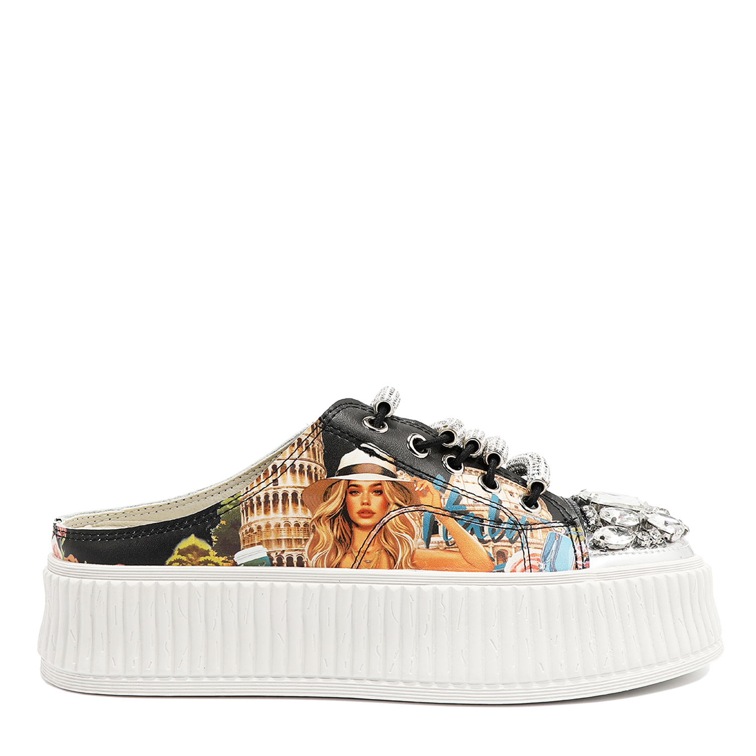 Foto 4 pulgar | Tenis Nicole Lee Slip-On con Plataforma y Pedrería