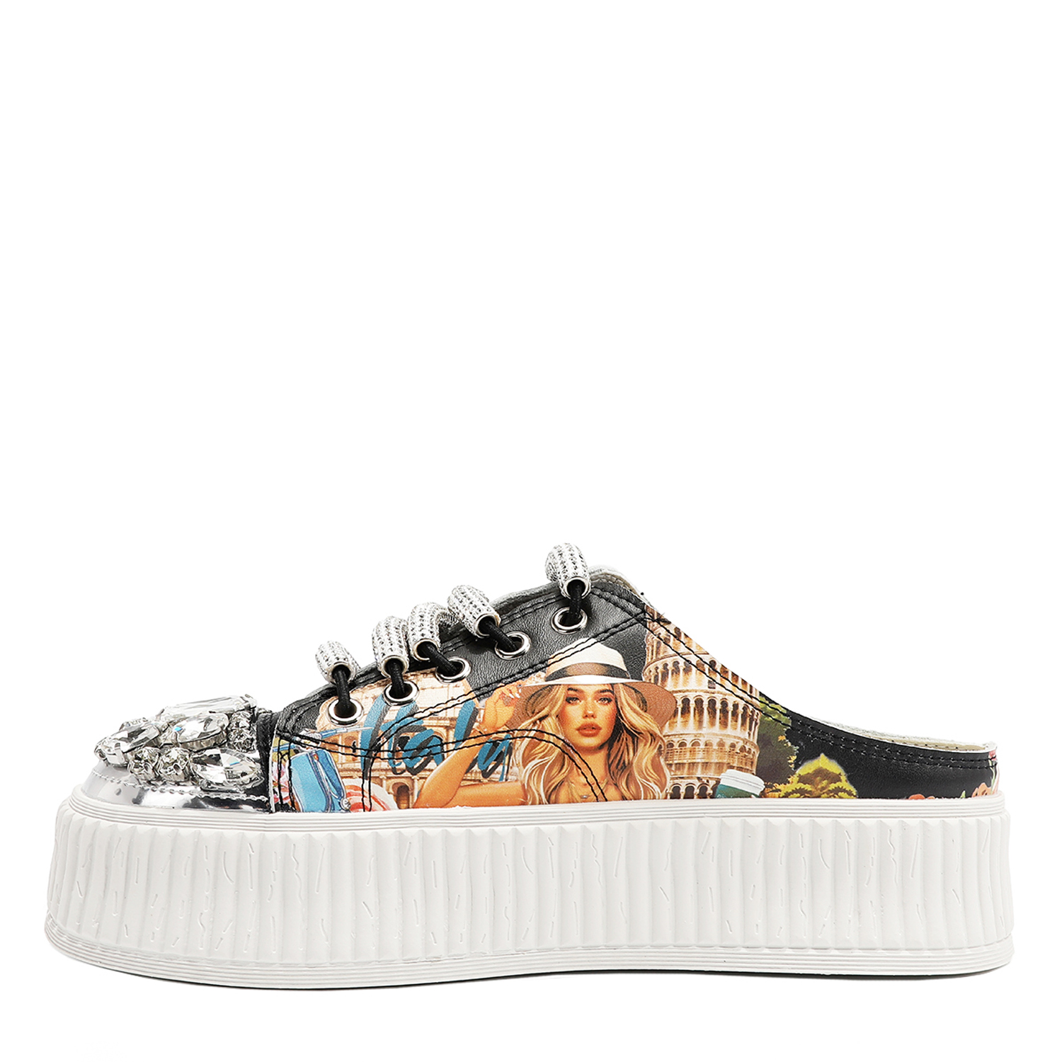 Foto 5 pulgar | Tenis Nicole Lee Slip-On con Plataforma y Pedrería