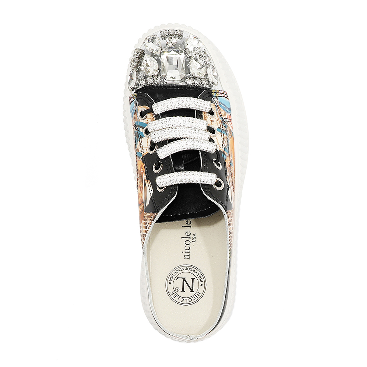 Foto 6 pulgar | Tenis Nicole Lee Slip-On con Plataforma y Pedrería