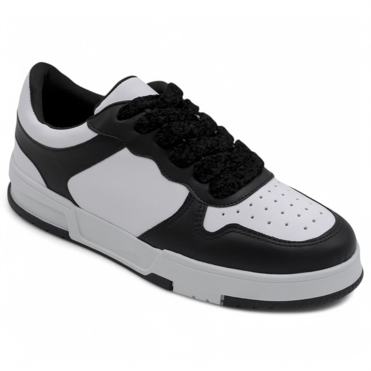Tenis Con Cordones Exterior Piel Vegana Color Negro Para Mujer De Rbbasics