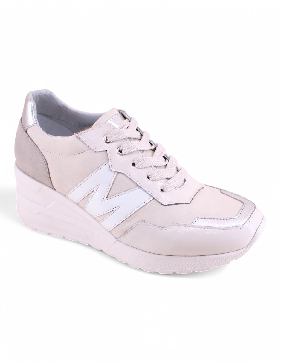 Tenis Manet de Piel con Plataforma para Mujer