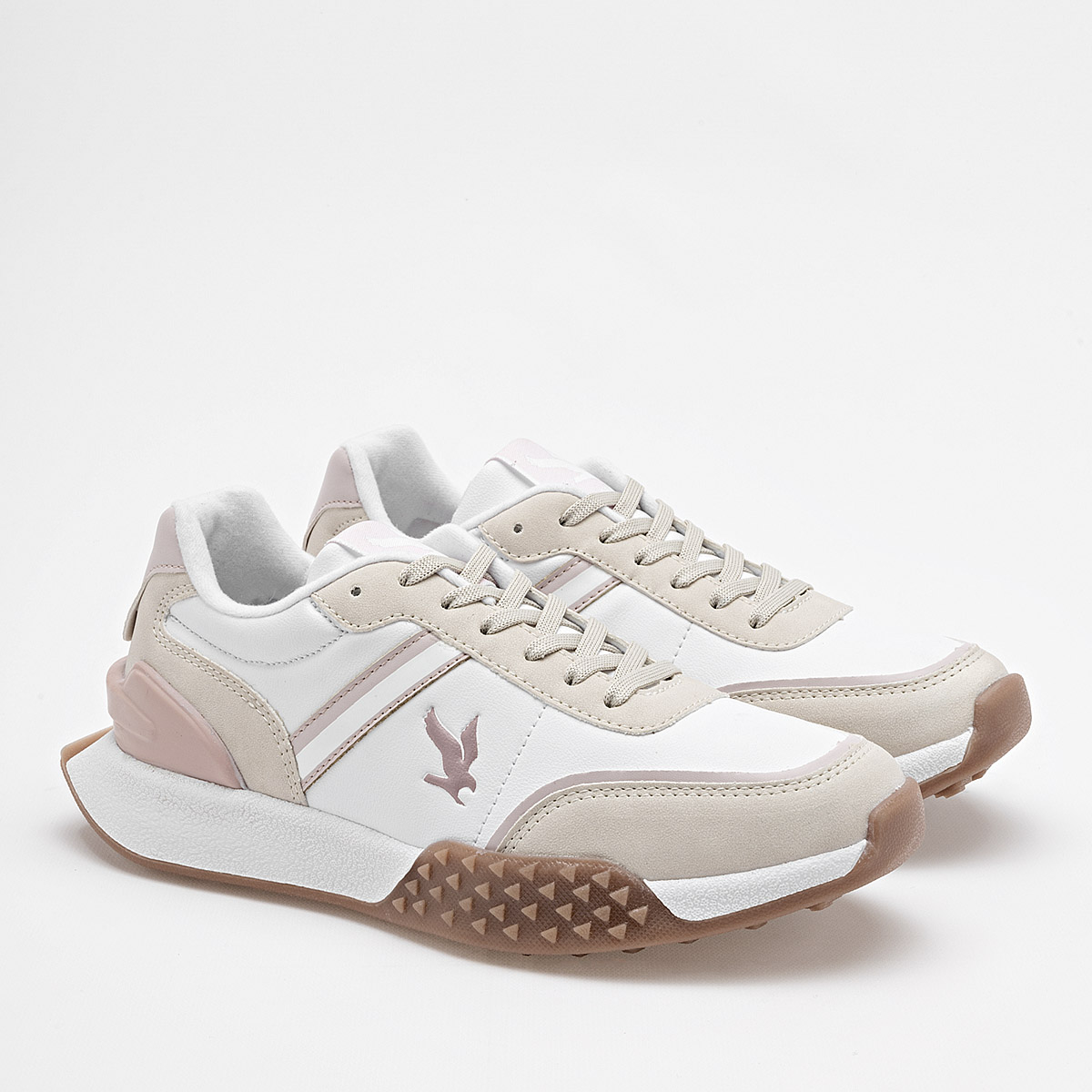 Foto 3 pulgar | American Fire Tenis Urbano Para Mujer Blanco Beige Rosa Cod.131772