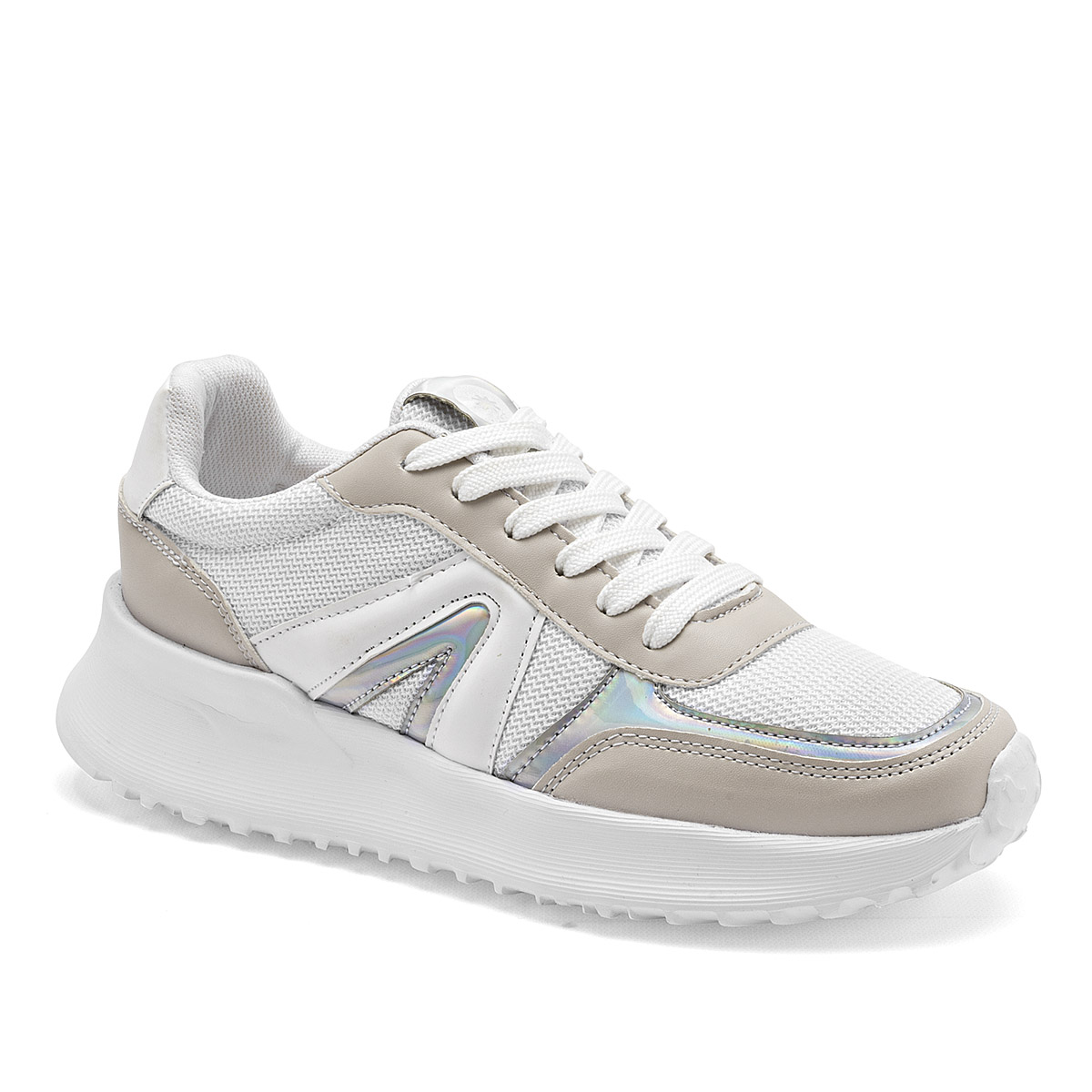 Foto 2 pulgar | Moramora Tenis Urbano Para Mujer Blanco Late Plata Cod.132628