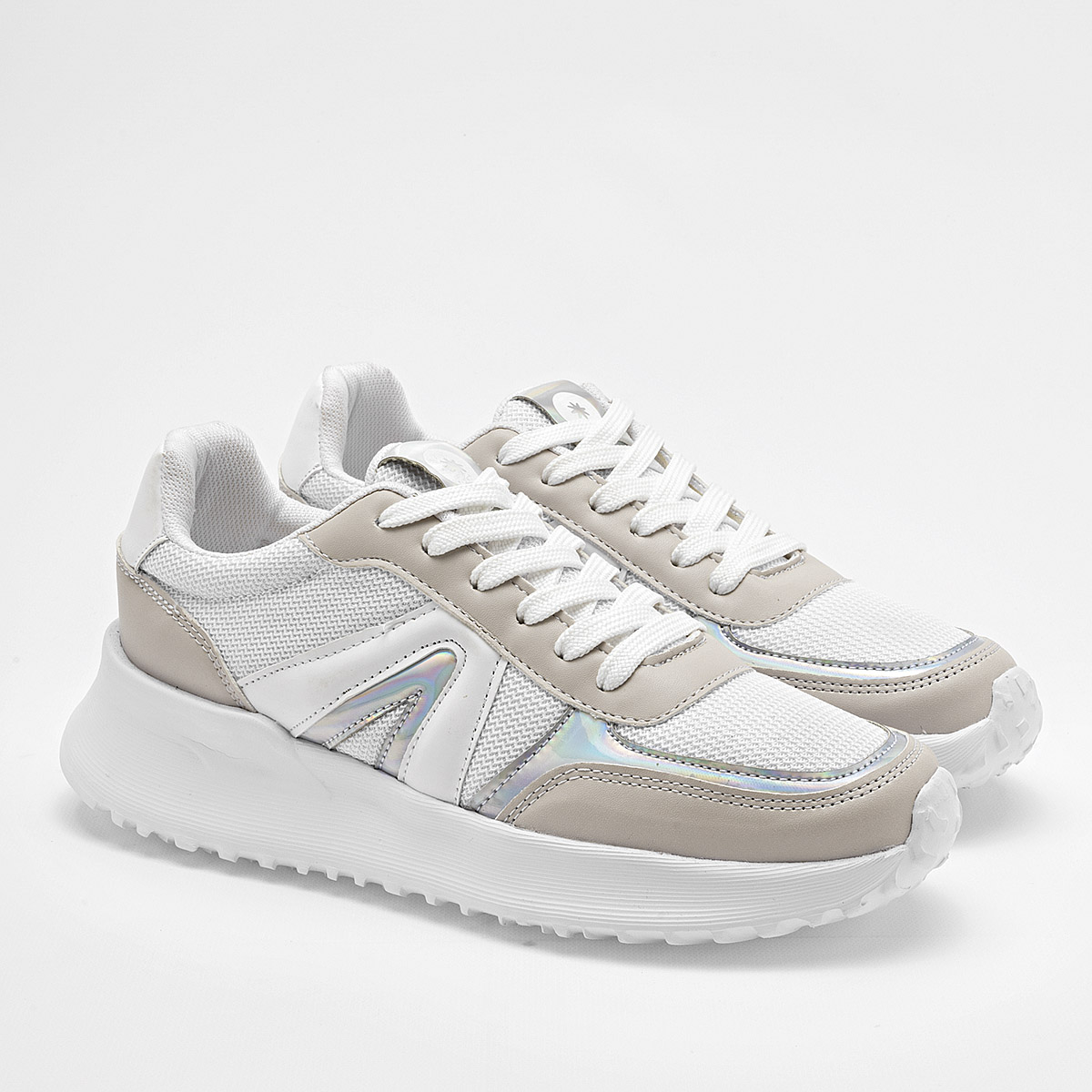 Foto 2 | Moramora Tenis Urbano Para Mujer Blanco Late Plata Cod.132628