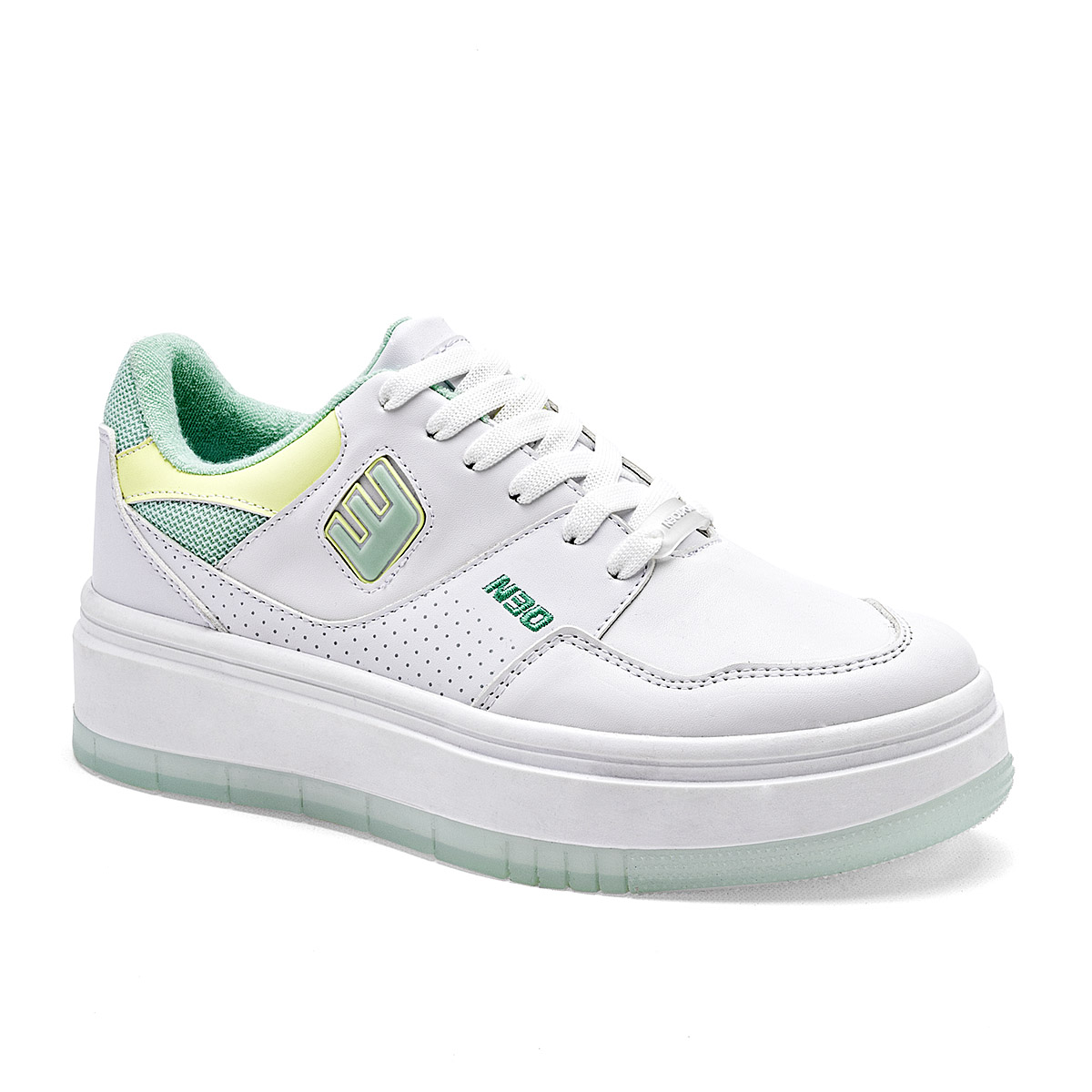 Foto 2 pulgar | Neosport Tenis Urbano Para Mujer Blanco Verde Cod.132669