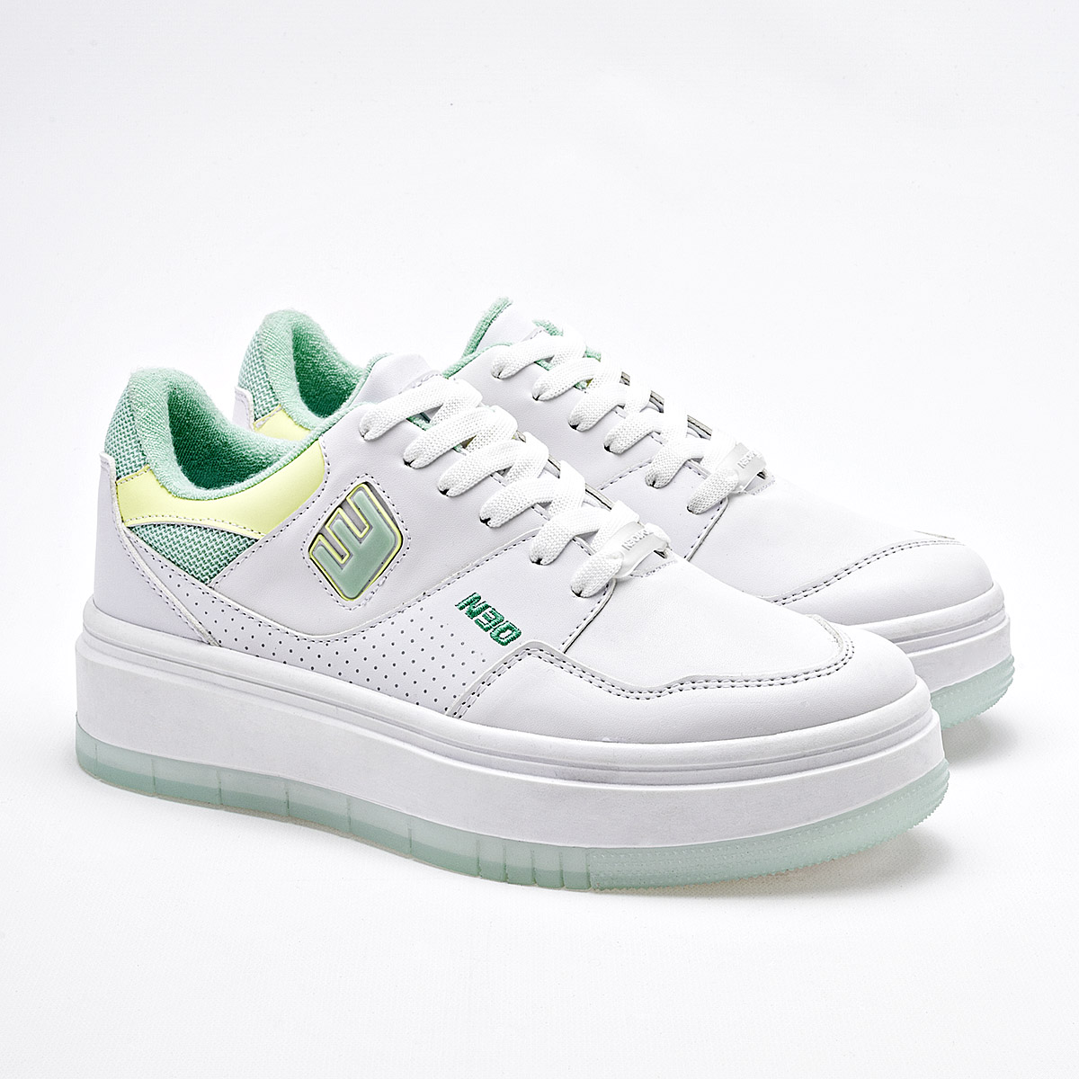 Foto 3 pulgar | Neosport Tenis Urbano Para Mujer Blanco Verde Cod.132669