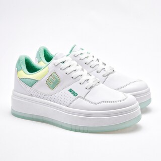 Foto 2 | Neosport Tenis Urbano Para Mujer Blanco Verde Cod.132669