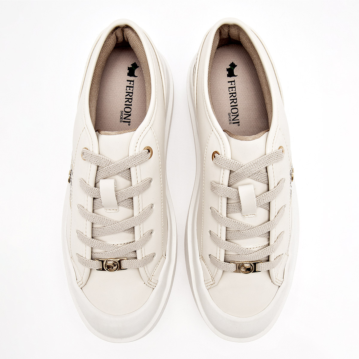Foto 4 pulgar | Ferrioni Tenis Urbano Para Mujer Blanco Dorado Cod.132131