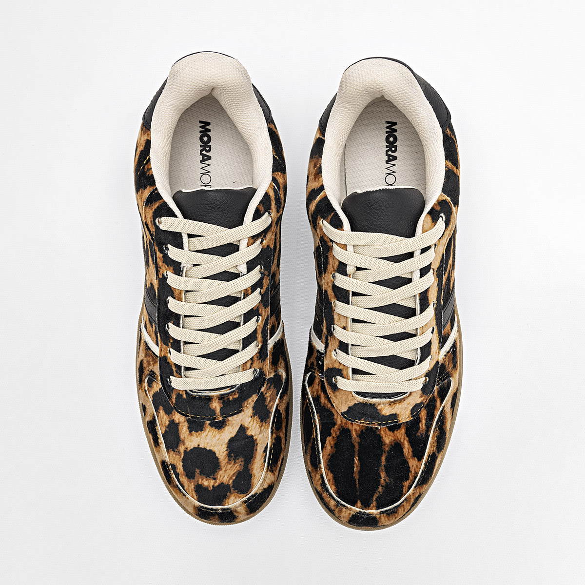 Foto 3 | Moramora Tenis Urbano Para Mujer Camel Negro Hueso Cod.132314