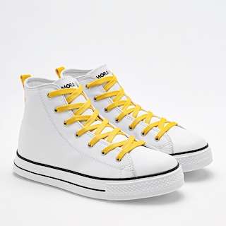 Foto 2 | Moramora Tenis Urbano Para Mujer Blanco Amarillo Cod.132531