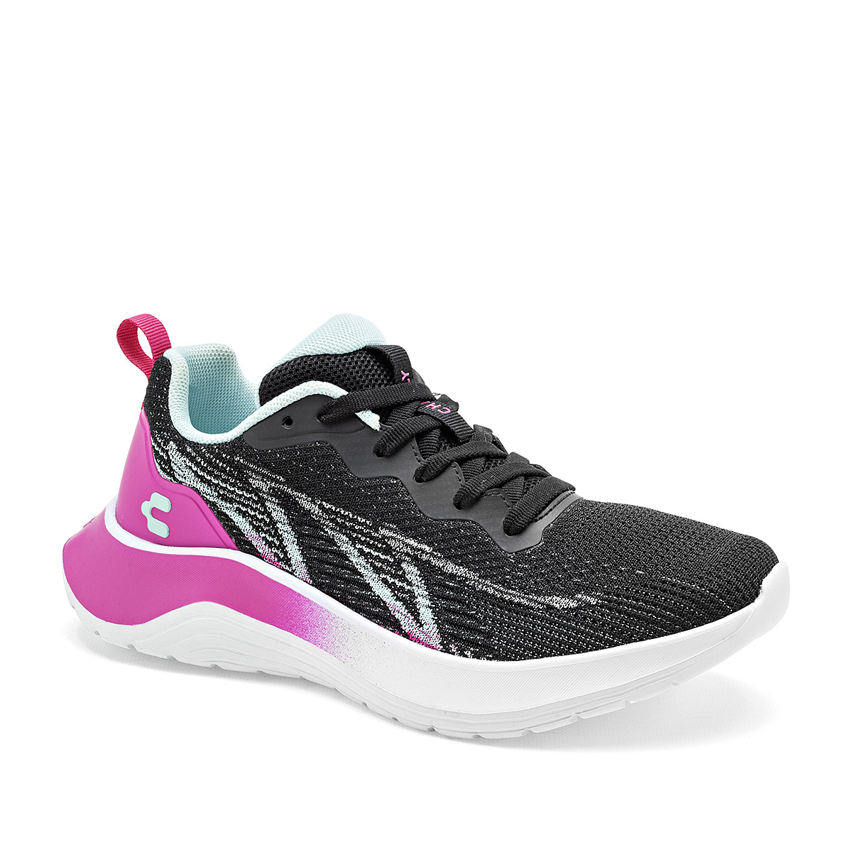 Foto 1 | Charly Tenis Deportivo Para Mujer Negro Fucsia, Agujeta Elastica, Walking,   Cod.129606