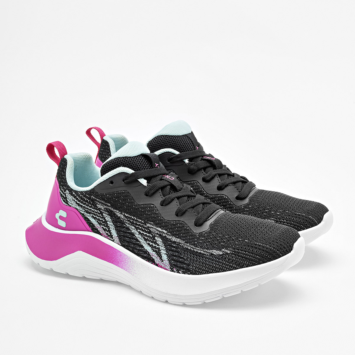 Foto 3 pulgar | Charly Tenis Deportivo Para Mujer Negro Fucsia, Agujeta Elastica, Walking,   Cod.129606